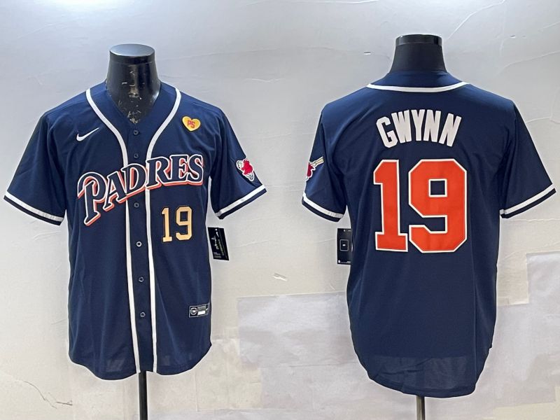 Men San Diego Padres 19 Gwynn Blue Throwback Game 2025 Nike MLB Jersey style 9